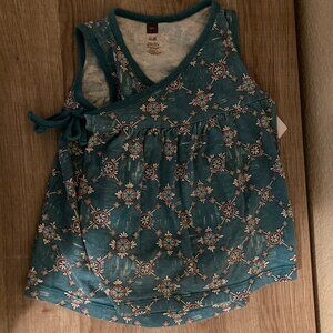 Tea Collection Cotton Sun Dress 12-18 Months Turquoise Blue Tie Front Sleeveless